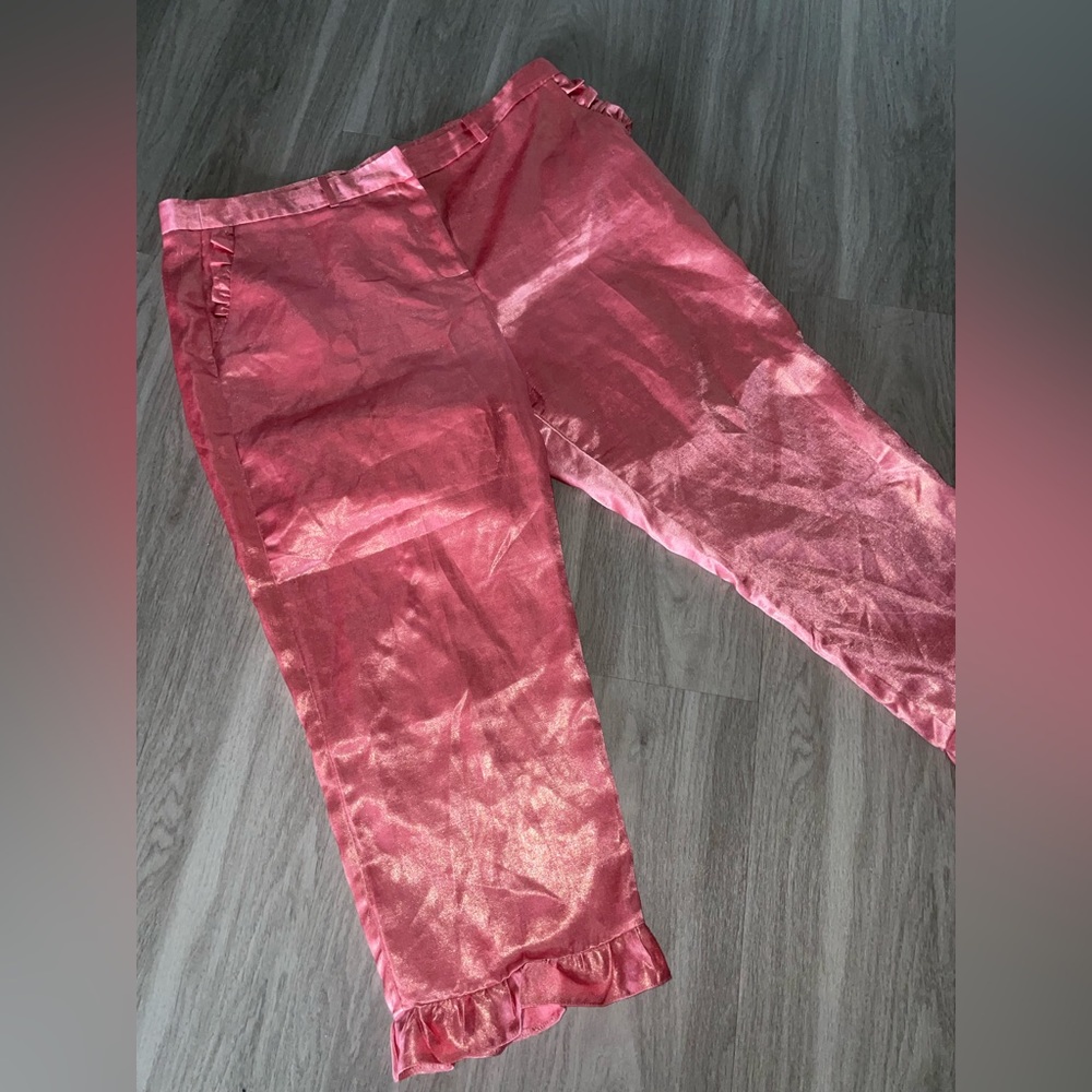 River island pink metallic pants